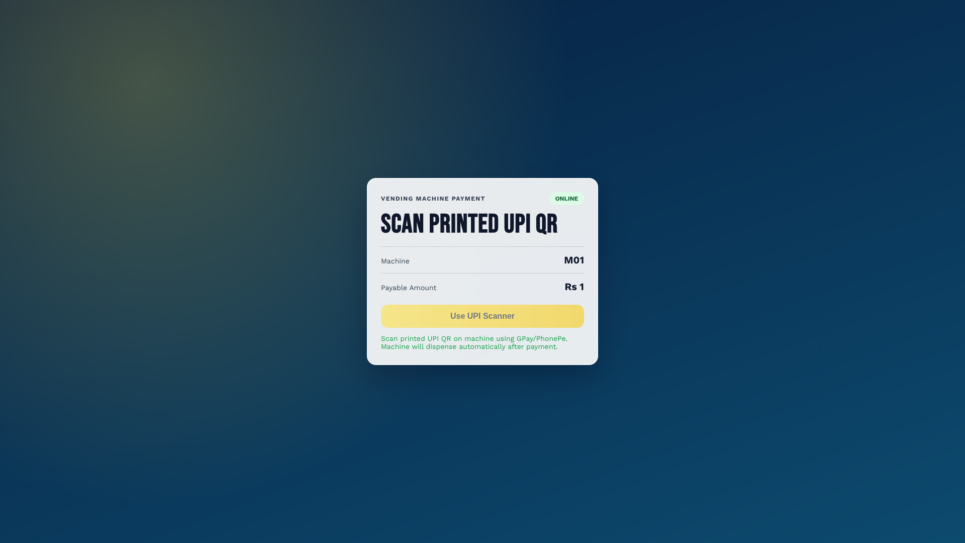 QR Vending Machine Payment